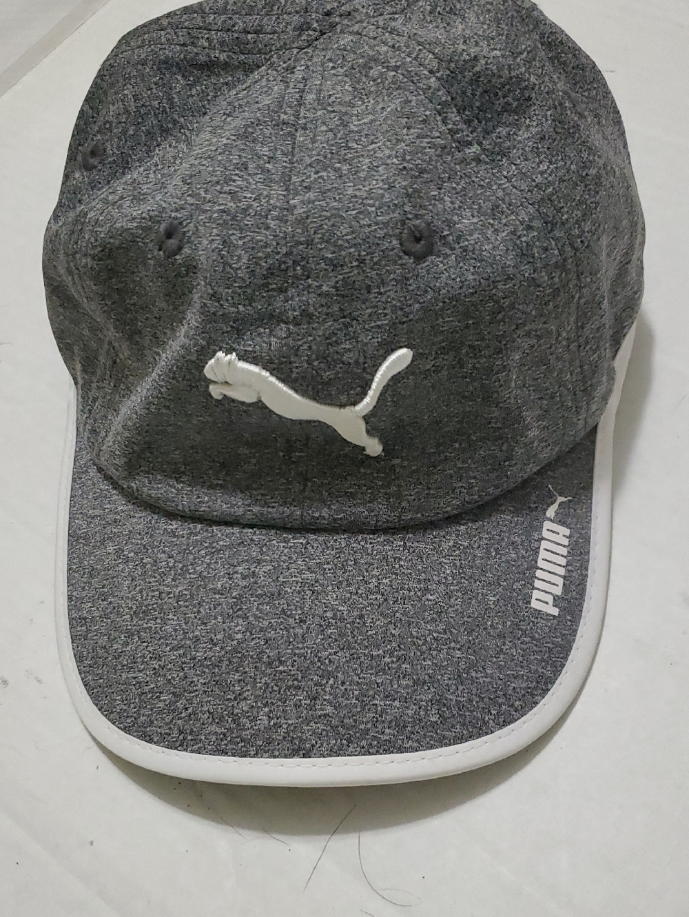 Puma Heather Gray Emboridered Logo Adjustable Unisex Sports Performance Cap